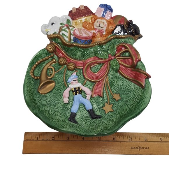 Vintage Fitz & Floyd Ceramic Serving Plate Christmas Holiday Cookie Snack Canape - Picture 7 of 8